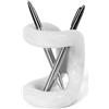 SPESHSTONES Portapenne da scrivania in marmo da 10,16 cm, realizzato a mano, in pietra bianca, porta spazzolini, accessori da scrivania e organizer per spazi di lavoro per casa, scuola e ufficio