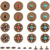PH PandaHall PandaHall - Set di 16 rivetti rapidi turchesi con bottoni a pressione, in bronzo anticato, rivetti decorativi per borse, scarpe, artigianato in pelle, vestiti, cinture