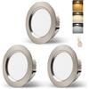 DYKUWEY Faretti LED da Incasso per Cartongesso 230V 5W,IP44 Faretti LED Soffitto 20mm Ultrapiatto,Foro 65-75mm,Bianco Caldo 3000K Bianco Neutro 4000K Bianco Freddo 6500K Faretto led Cucina (Nichel, Set da 3)