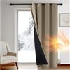 Deconovo Tenda Oscurante Termica Doppio Strato, Antivento, Pesante, Isolante per Freddo e Caldo, Adatta per Finestre e Porte, 140x260 CM, Cachi, 1 Pezzo - Certificata Oeko-Tex® Standard 100