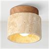LIGINOK Plafoniera creativa Paralume in pietra moderna faretto sporgente decorazione legno lampada da soffitto retrò lampada da soffitto interni per soggiorno caffè corridoio