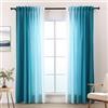 L.Z.E Tende Ombre Teal Bianco con Pieghe a Matita, Filtrazione Leggera e Privacy, 145 cm di Lunghezza, 57 Pollici di Caduta per Camera da Letto, Soggiorno, Finestre a Golfo, Set di 2 Pannelli