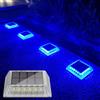 Lacasa Luci Solari Giardino, 4 Pezzi 30LM Luce Blu LED Lampada Solare da Esterno IP68 Impermeabile Luci per Sentieri Auto On/Off Luce Solare per Ponte Passo Percorso Vialetto Scale Cortile