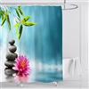 OCEUMACO Tenda Doccia Antimuffa Zen Tenda per Doccia in Tessuto Poliestere 3D Bamboo Fiori Angolare Impermeabile 120x180 cm Tenda Vasca da Bagno Lavabile - Blu