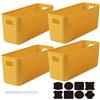 CNKHDZ Set di 4 Contenitori in Plastica, Scatole Portaoggetti Multifunzione per Casa, Scaffali, Cucina e Bagno (Giallo, 37 * 13 * 15cm)