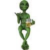 Generic Statua aliena - Scultura aliena che beve birra, in resina, divertente novità da collezione, decorazione da scrivania per adulti, scrivania, camera da , giardino, mensola esterna, casa, ufficio