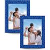 artemisia cornici - Cornice Artigianale Set 2 13x18 cm in Legno Laccato Blu con Frontale Acrilico, Fantasia Cuoricini, Idea Regalo per San Valentino, Uso da Parete o da Appoggio, Made in Italy