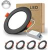 BAGZY 4x Faretti LED da Incasso, 15W Equivalenti a 120W,1200LM,AC 220-240V,Bianco Freddo 6000K,Ritaglio Ø 140-150mm,IP44,Faretto da Soffitto Ultra Piatto per Camera da Letto Bagno Cucina(Nero)