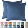 Ystyle Federe Cuscini Divano 60x60 2 Pezzi, Copricuscini Natalizie Arredo Copricuscini in Velluto Soggiorno Arredamento Casa, Elegante Morbido Resistente con Cerniera Invisibile, Blu Scuro