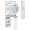 HOMCOM Mobile Asse da Stiro Pieghevole Salvaspazio con Specchio, Mobile da Stiro Multiuso con 6 Scomparti, 2 Ganci, per Lavanderia Bagno, 107x35x174 cm, Bianco