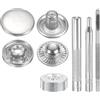 QUARKZMAN 24Set Bottoni Automatici a Pressione in Pelle, 17mm Dia 2.76 Lungo in Ottone con 4 Strumenti Installazione Inclusi Metallo da Cucire per Borse Cappotti Barche Tela, Argento