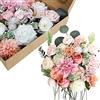 HAOSHICS Set combinato di fiori di girasoli artificiali, fiori di rosa, veri e propri mazzi di rose per estate, primavera, matrimoni, fai da te, centrotavola e decorazioni floreali (rosso bianco rosa)
