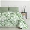 Mahome Trapuntino Singolo Primaverile Estivo in 100% Puro Cotone 170x260 cm Leggero Double Face - Copriletto Trapuntato morbido Traspirante Anallergico - Made in Italy - Fronde Verde
