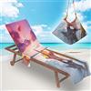 Surwin Telo Mare per Lettino, 3D Stella Marina MicrofibraFodera per Sedia da Spiaggia Copertura per Sedia di Sdraio con Tasche Laterali, Asciugamano per Sport Piscina (75x210cm,Viola)