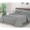 imi shop Trapuntino Matrimoniale Estivo in raso, Copriletto Trapuntato con Rouche Mezza Stagione Made in Italy 250x260 cm (Grigio)