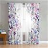 Odot Tende Soggiorno Semi Trasparenti, Stile Floreale Stampa 3D Tenda Voile con Tasca per Asta 2 Pannelli Filtranti Finestra Moderna per Camera da Letto Cucina (Fiore viola,107x160cm)