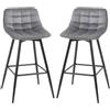 HOMCOM Set 2 Sedie Imbottite Sgabelli da Bar Stile Nordico Velluto Grigio