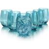 Yanglonghui Set di 6 bicchieri da vino in plastica acrilica, infrangibili e impilabili, senza BPA, lavabili in lavastoviglie, bicchieri riutilizzabili per feste e uso a bordo piscina (ciano, 590 ml)