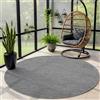 Carpettex Tappeto per esterno monocolore resistente alle intemperie, ideale per terrazze, balconi, giardini e cucine, con tessitura piatta e finitura simile al sisal, Colore: Grigio, Taglia: 120 cm Rotondo