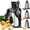 fullstar Grattugia Formaggio Manuale - Tagliaverdure Manuale Inox con 3 Lame a Tamburo Intercambiabili - Veloce e Facile - Base Antiscivolo - Grattugia da Cucina per Verdure Formaggio Cetriolo Carota Patate