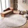TT Home Tappeto Camera Da Letto Pelo Lungo Etnico Scandi Astratto Monocromatico Lavabile, Colore:Beige Chiaro Crema Chiaro, Dimensione:120 cm tondo