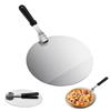 jinminamz 10 Pollici Pala per Pizza, Pieghevole Manico Spatola per Pizza, Acciaio Inossidabile Pala per Pizza Corta, Circolare Palino per Pizza Focaccia, Pane Grigliato, Torte (30.5 * 29.5cm)