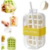GodbTG 2 in 1 Touch-Free Ice Cube Tray Water Bottle with Lid and Bin, Water Bottle Ice Cube Tray, Easy Ice Release for Freezer, Perfect, for Coffee, Juice, and Beverages (White,800ml)