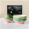 YlobdolY Set di frusta e ciotola in ceramica con scatola regalo nera, tradizionale fatto a mano scanalato a righe, in porcellana smaltata, set di ciotole per mescolare il tè giapponese, per sbattere