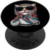Vintage Retro Knitting Cute Lover Women Cat Pet Granny Square Crochet Yarn Crochet Lover PopSockets PopGrip Adesivo