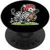 rugby zebra scrum cap run cartoon rugby Rugby Zebra Con Scrum Cap Run PopSockets PopGrip Adesivo