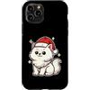 white cat winter santa hat snow winterti Custodia per iPhone 11 Pro Gatto bianco invernale con cappello di Babbo Natale