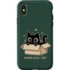 Cute Homeless Cat in a Box Custodia per iPhone X/XS Gatto senzatetto carino gattino cartone animato amante gatto animale umorismo