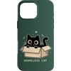 Cute Homeless Cat in a Box Custodia per iPhone 16 Pro Max Gatto senzatetto carino gattino cartone animato amante gatto animale umorismo