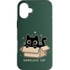 Cute Homeless Cat in a Box Custodia per iPhone 16 Plus Gatto senzatetto carino gattino cartone animato amante gatto animale umorismo