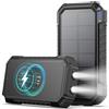 A ADDTOP Caricatore Solare Power Bank Wireless 20000mAh - USB C PD QC Caricatore Portatile con 4 Uscita & Doppia Torcia, 15W Ricarica Rapida, Batteria Esterna per Smartphone