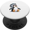Timowo Studio Pinguino Con Copricapo Di Piume PopSockets PopGrip Adesivo
