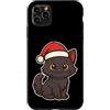 black cat winter santa hat snow winterti Custodia per iPhone 11 Pro Max Gatto nero invernale con cappello di Babbo Natale
