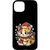 calico cat knitting santa hat winter win Custodia per iPhone 15 Plus Calico Cat Knits - Cappello da Babbo Natale