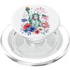Liberty Bubble Co. Patriotic Lady Liberty Bubble Gum American Flag Art Tee PopSockets PopGrip per MagSafe