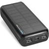 SBS Solar PowerBank, 20000mAh, Power Bank con Pannello Solare, Ricarica Rapida, Intelligent Charge (IC), LED di Carica, USB-C, USB-A, Caricabatterie Portatile da Viaggio, Design Compatto, Nero