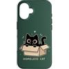 Cute Homeless Cat in a Box Custodia per iPhone 16 Gatto senzatetto carino gattino cartone animato amante gatto animale umorismo