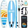 Overmont Tavola Stand Up Paddle SUP Gonfiabile per Adulti 323×84×15 cm, Kit Completo con Pagaia Regolabile, Pompa, Zaino, Leash e 3 Pinne, Facile da Trasportare e Stabile-Tricolore