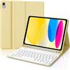 IVEOPPE Cover per iPad 10 Generazione con Tastiera/A16 11 Generation (10.9/11 pollici, 2022/2025), Italiano QWERTY Layout, Tastiera Bluetooth Staccabile Compatibile con iPad 11/10, Giallo
