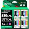 Denvoer 580XXL 581XXL multipack Compatible Ink Cartridges for cartouche Canon 580 581 PGI-580XXL CLI-581XXL per Pixma TS705a TR8550 TS6351 TS6300 TS6150 TS9550 TS8500 TS8350 TS6350 (20-Pezzi)