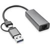 JXRSKJ Adattatore Ethernet USB C, 2500Mbps 2 in 1 USB-C Ethernet, 2,5 Gbps Adattatore USB C a HDMI e RJ45 LAN, alloggiamento in alluminio resistente, indicatori LED, compatibile con PC, tablet e