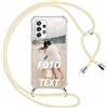 Xylota Cover Personalizzate con Cordino per Samsung Galaxy A51 4G, Personalizzata con Foto Testi Immagine Custodia, Personalizzato Case con Laccio Tracolla per Samsung A51 4G 6,5'', bianco