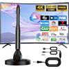 VVancha Tech antenna tv interna amplificata potente, antenna tv portatile, portatile con base magnetica resistente, ricezione a lunga distanza supporta 4K 1080p VHF UHF DVB-T/DVB-T2
