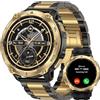 KOSPET TANK T4 Special Edition Smartwatch Uomo, Rugged Militare AMOLED,GPS con Mappe Offline,impermeabile 10 ATM,Batteria 50 Giorni,Chiamate Bluetooth, cardiofrequenzimetro per Android e iOS Oro