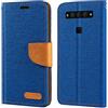 Shantime Custodia Flip in Tessuto Oxford e Pelle PU Compatibile con TCL Plex T780H, Cover Protettiva con Chiusura Magnetica e Tasche per Carte