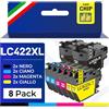 Supply Guy LC422XL Cartucce compatibili con Brother LC422 LC422VAL per MFC-J5340DW MFC-J5740DW MFC-J6540DW MFC-J6940DW Multipack 8 Cartucce d'inchiostro